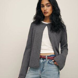 Reformation Liza Cashmere Open Cardigan Grey - Size XS